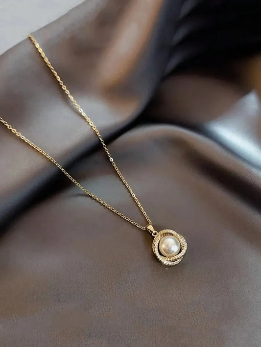 Faux Pearl Double Layer Necklace
