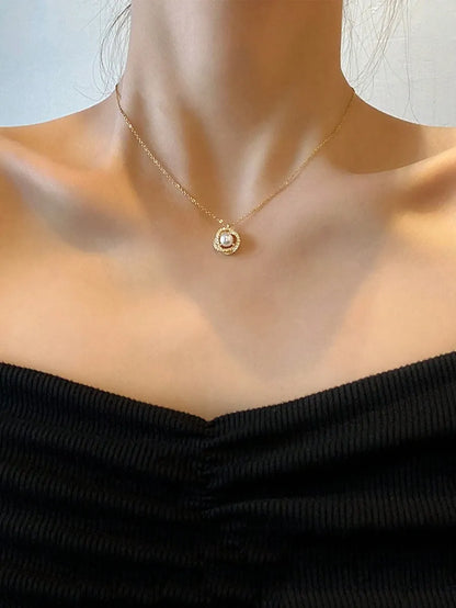 Faux Pearl Double Layer Necklace