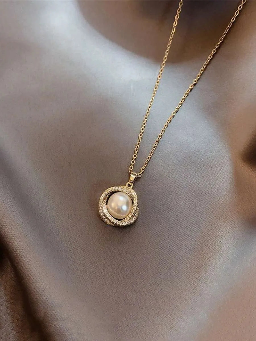 Faux Pearl Double Layer Necklace