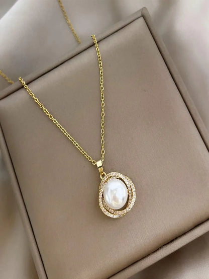 Faux Pearl Double Layer Necklace