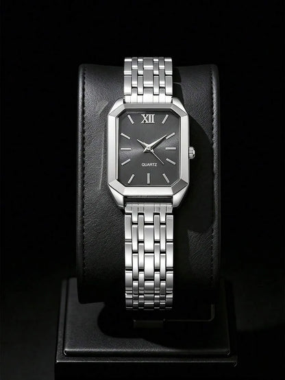 Old Money Square Watch & Heart Jewellery Set