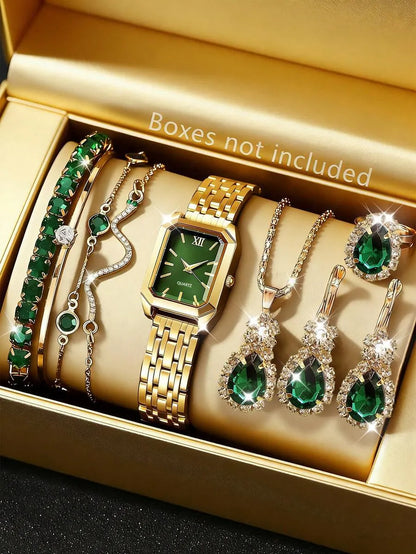 Old Money Green Watch & Jewellery Set